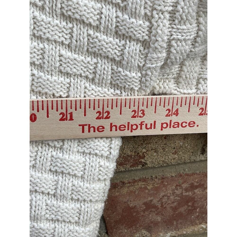 VTG 80's 90's Cardigan Sweater Medium Cream Basketweave Made In USA Vintage - Picture 8 of 12